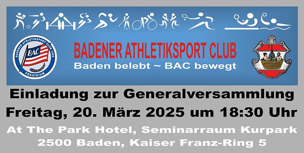 Badener Athletiksport Club - Einladung zur Generalversammlung 2026